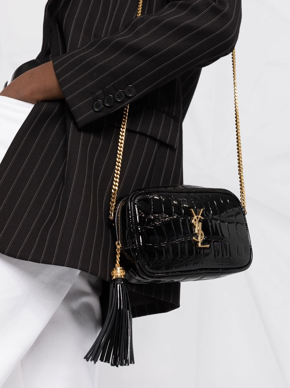 Saint Laurent Lou crocodile-effect crossbody bag