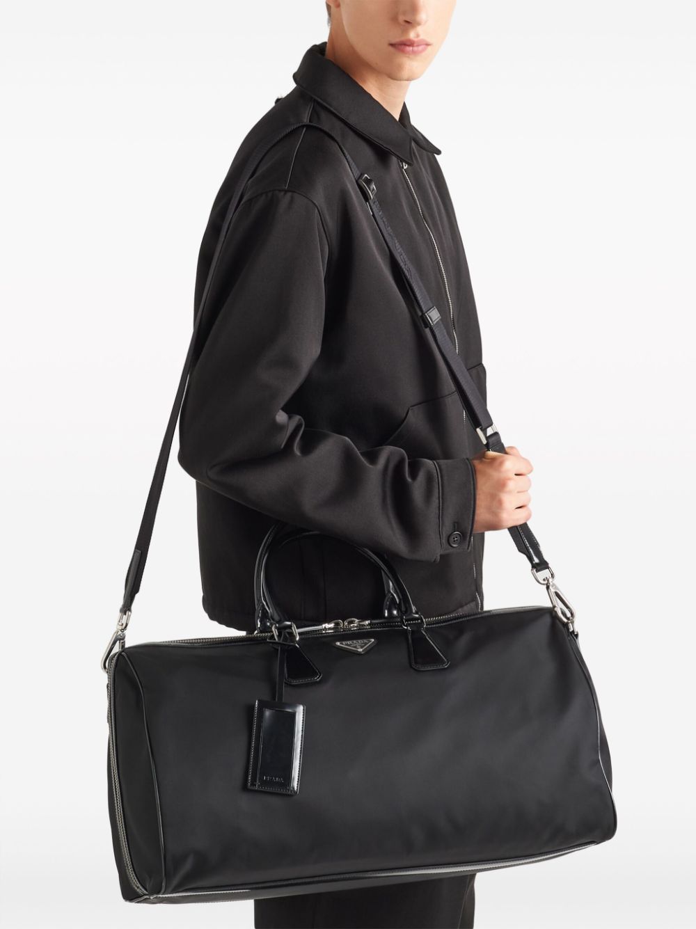 Pra*a logo-plaque panelled duffel bag