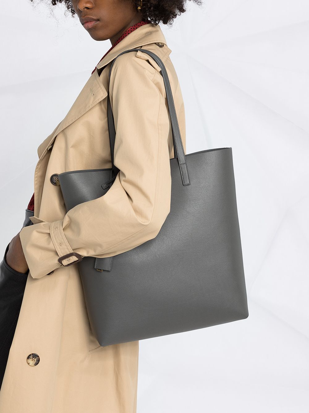 Saint Laurent logo-stamp leather tote bag