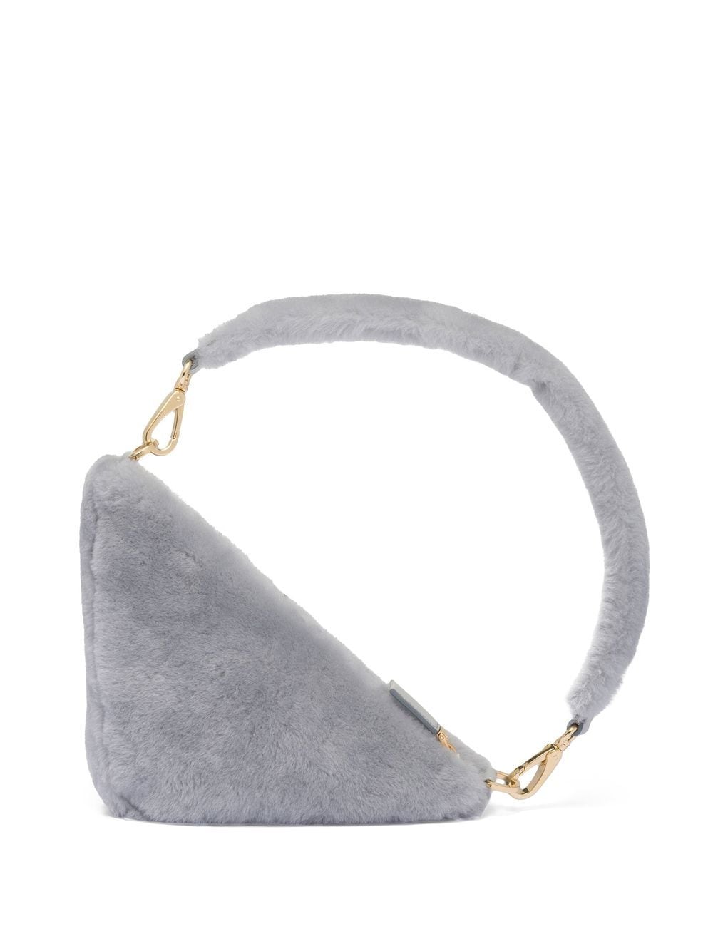 Pra*a mini triangle logo shearling shoulder bag
