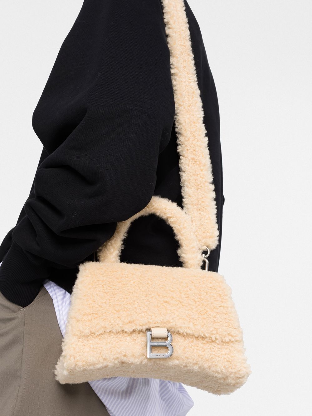 Ba*len*cia*ga small hourglass furry top-handle bag