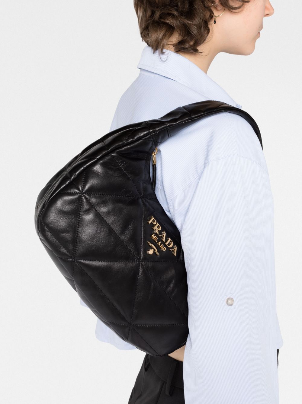Pra*a logo-plaque quilted shoulder bag