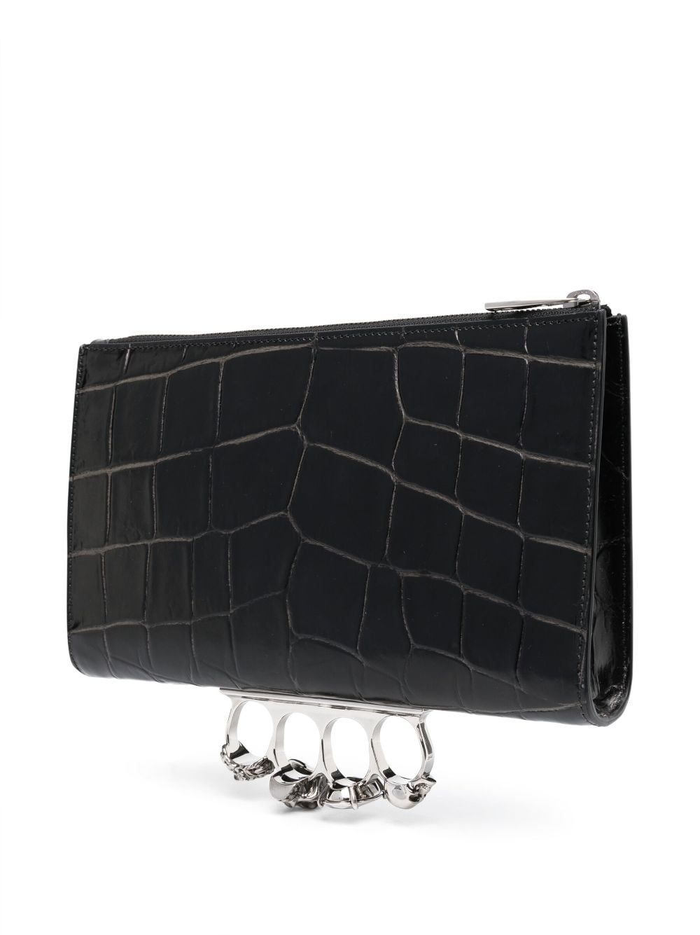 Alexander McQueen Four Ring crocodile-effect clutch