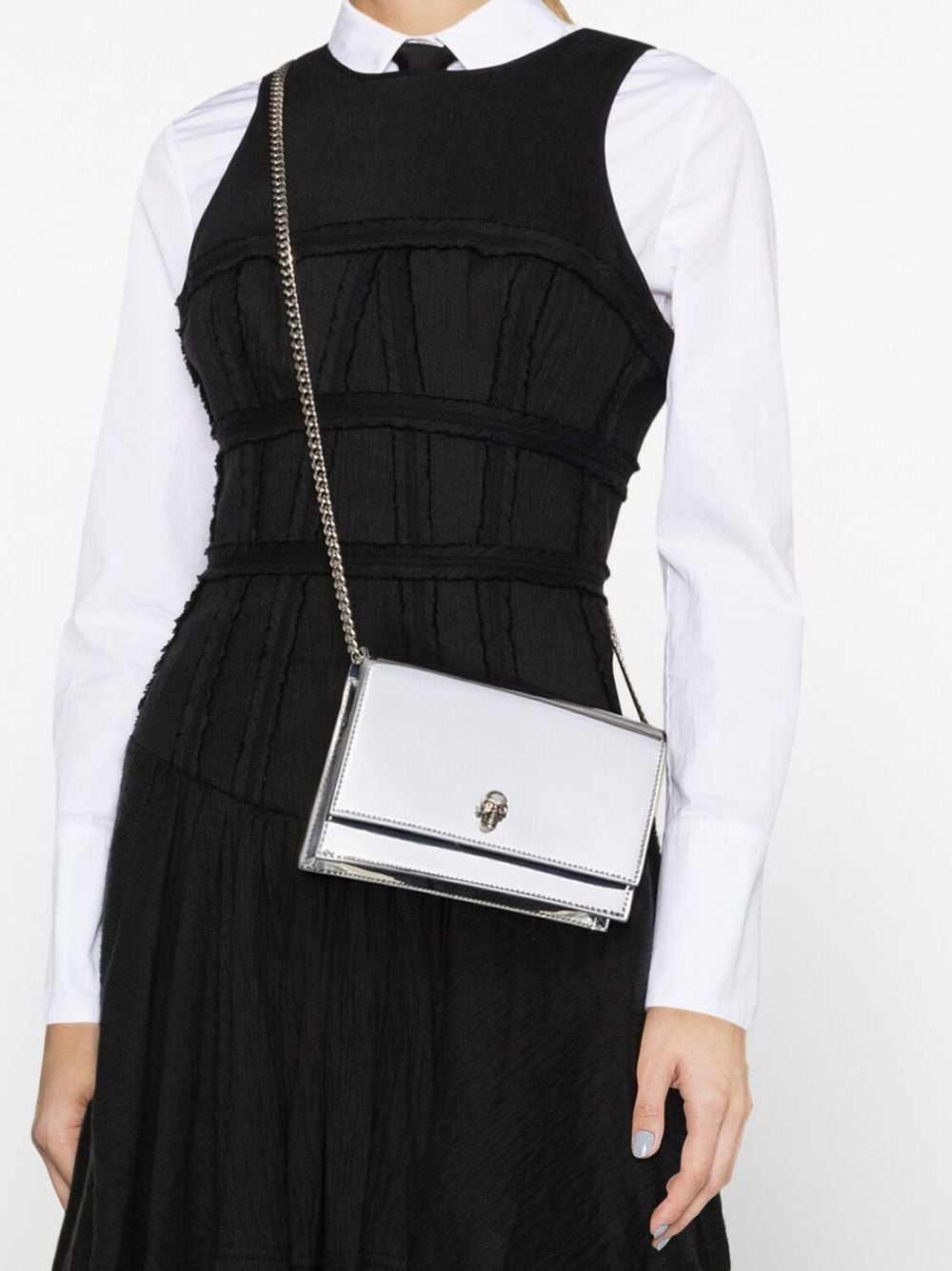 Alexander McQueen Jewelled metallic-finish shoulder bag