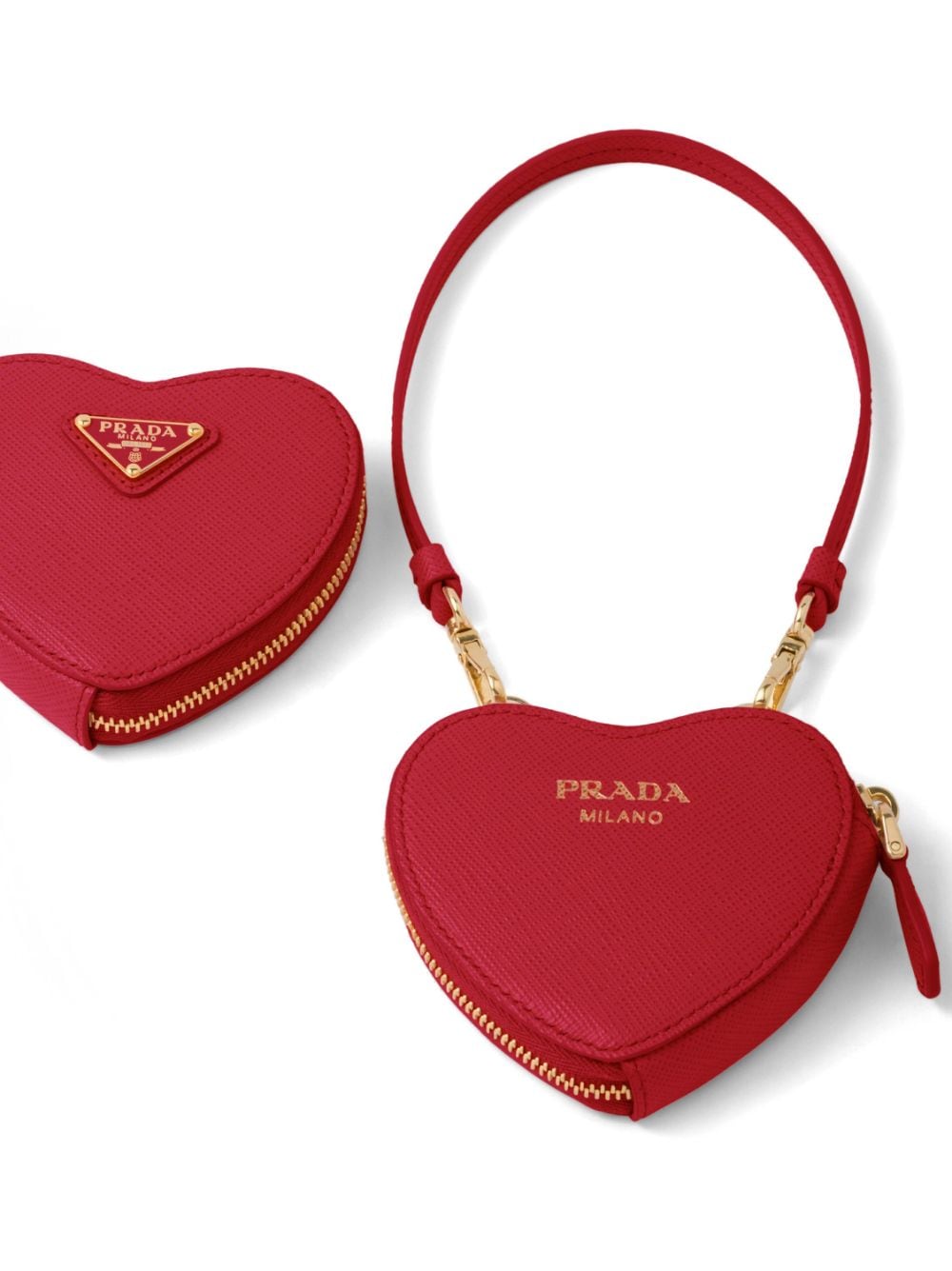 Pra*a odette heart-shaped leather mini pouch