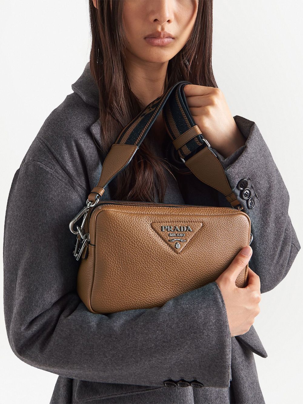 Pra*a triangle-logo-plaque crossbody/shoulder bag