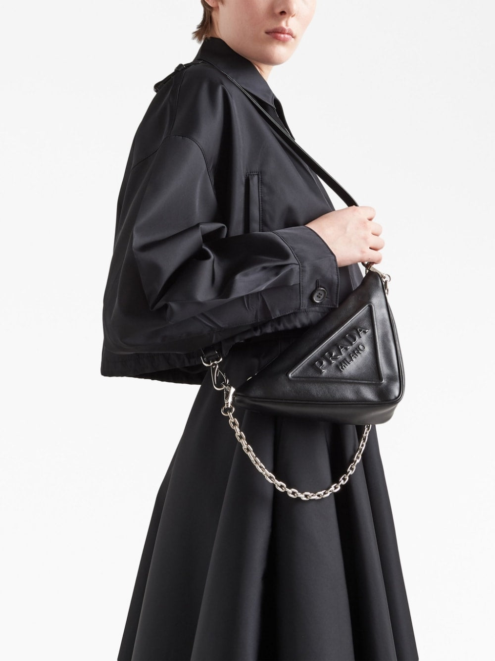 Pra*a triangle leather mini bag