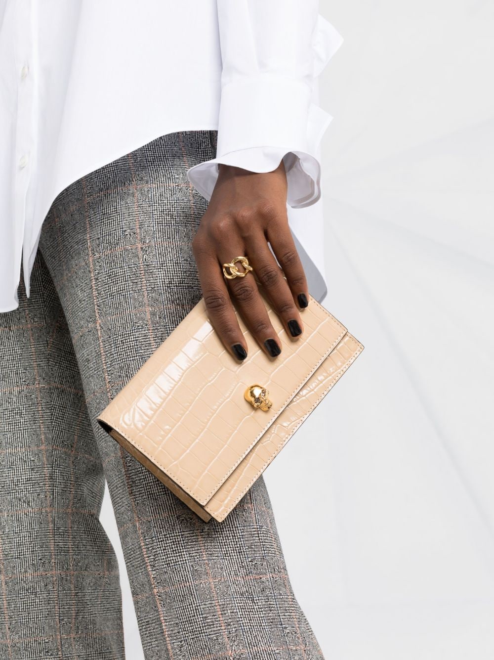 Alexander McQueen crocodile-effect leather shoulder bag