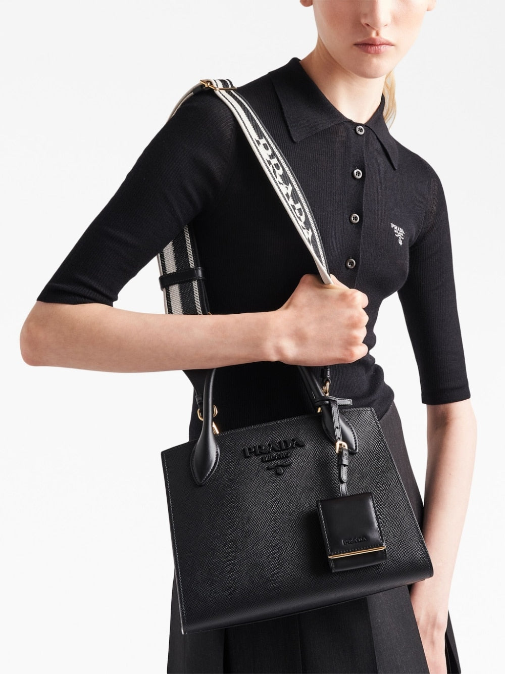 Pra*a saffiano leather bag