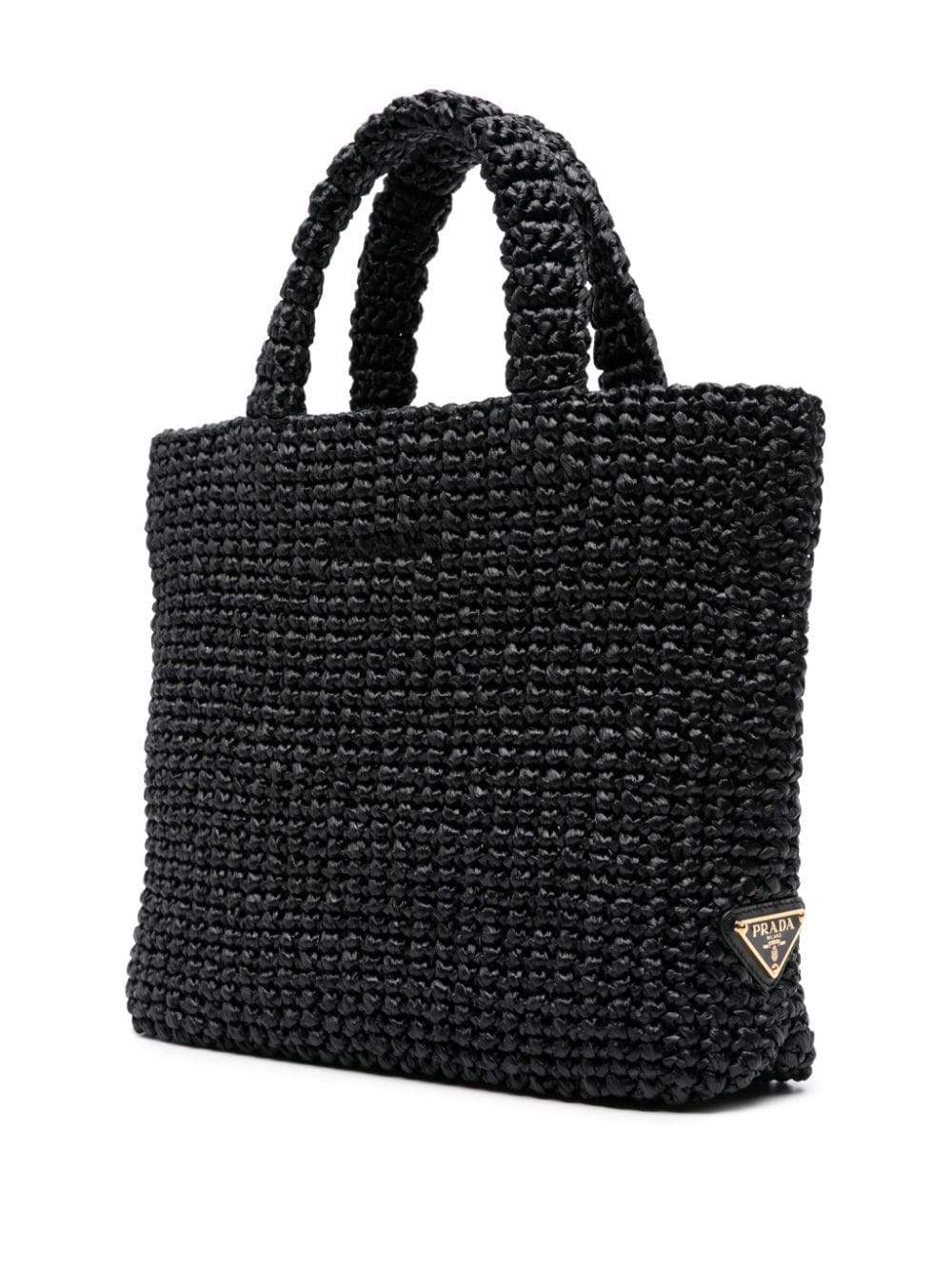 Pra*a logo-embroidered straw tote bag