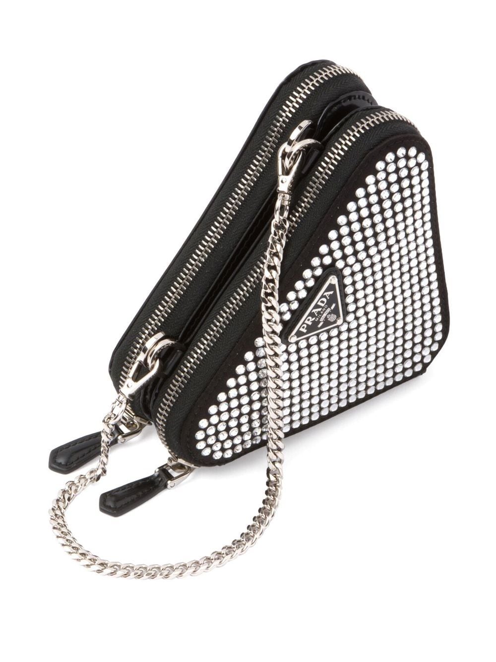 Pra*a mini triangle crystal-embellished crossbody bag
