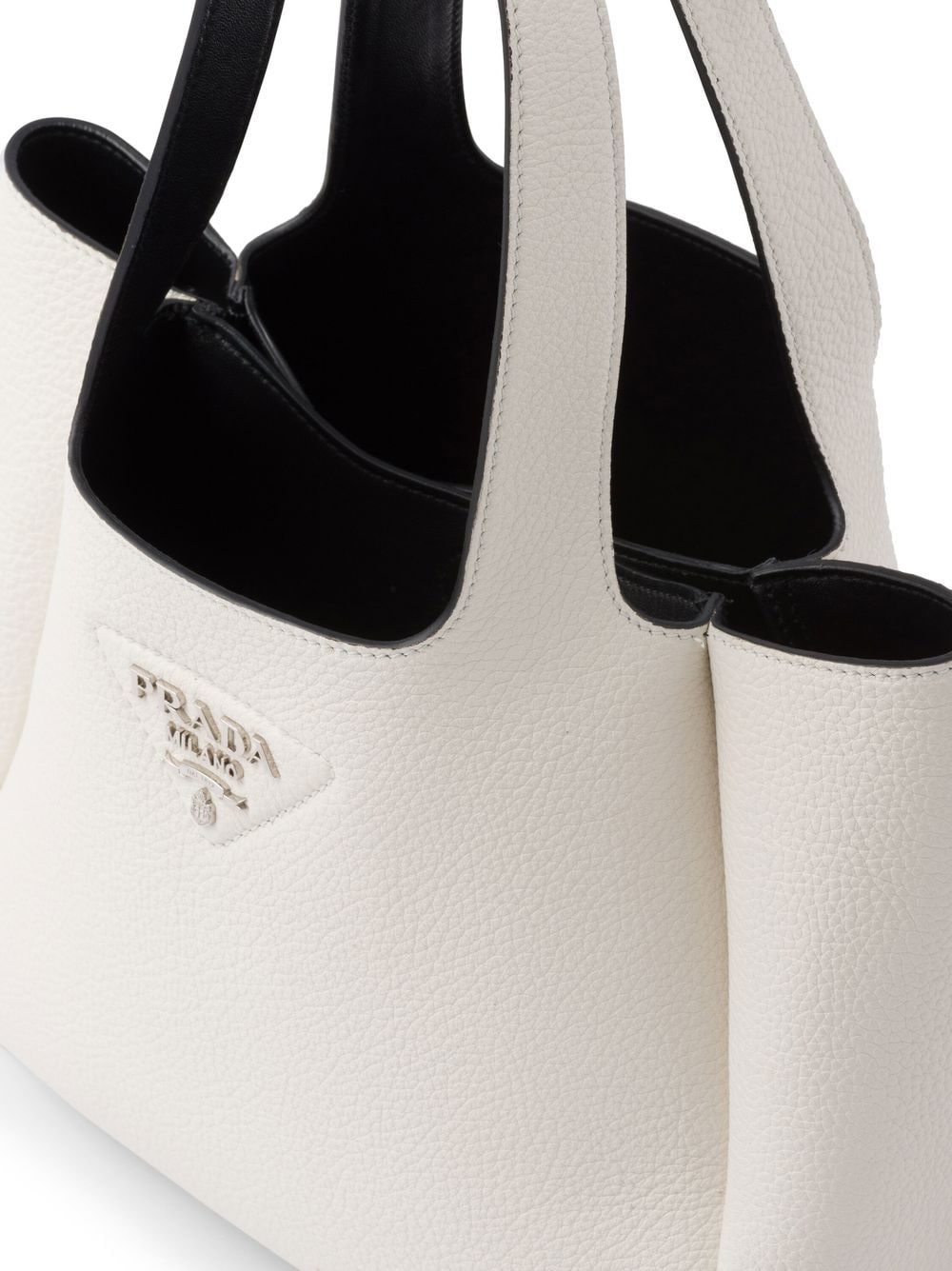 Pra*a pebbled logo-plaque tote bag