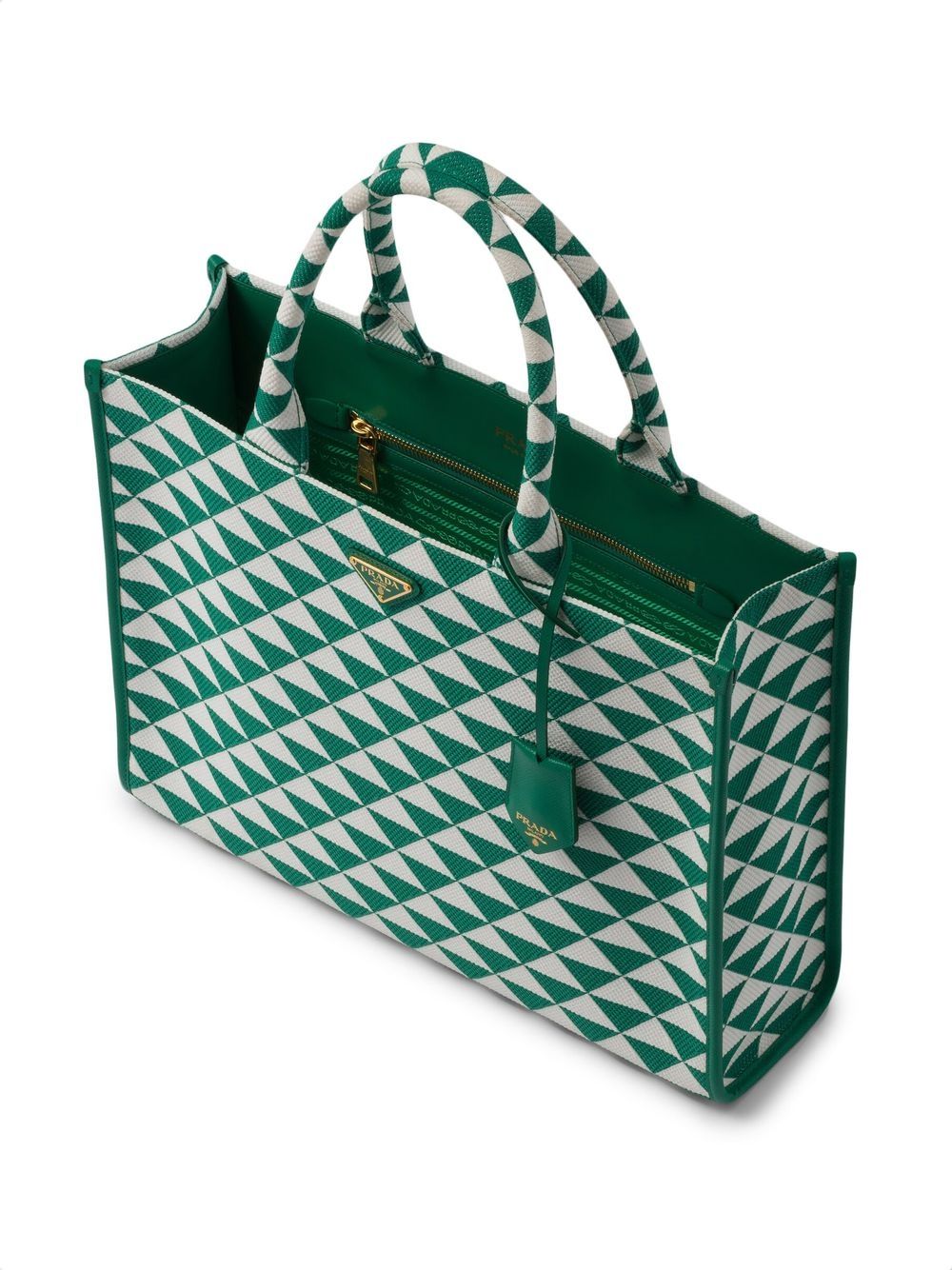 Pra*a large symbole embroidered tote bag