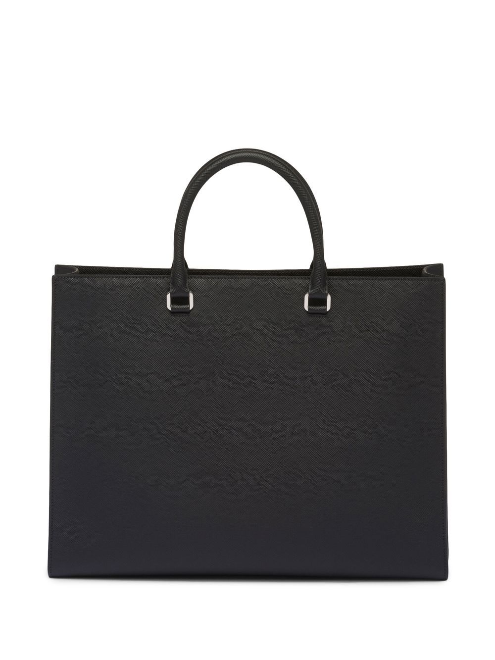 Pra*a leather logo-patch tote bag
