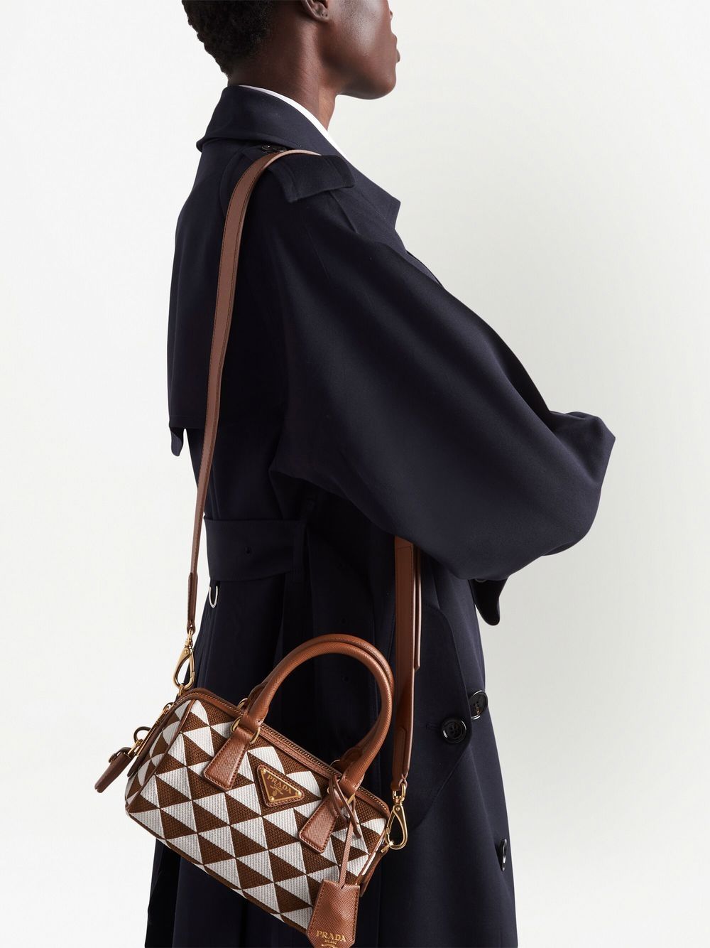 Pra*a symbole embroidered top-handle bag