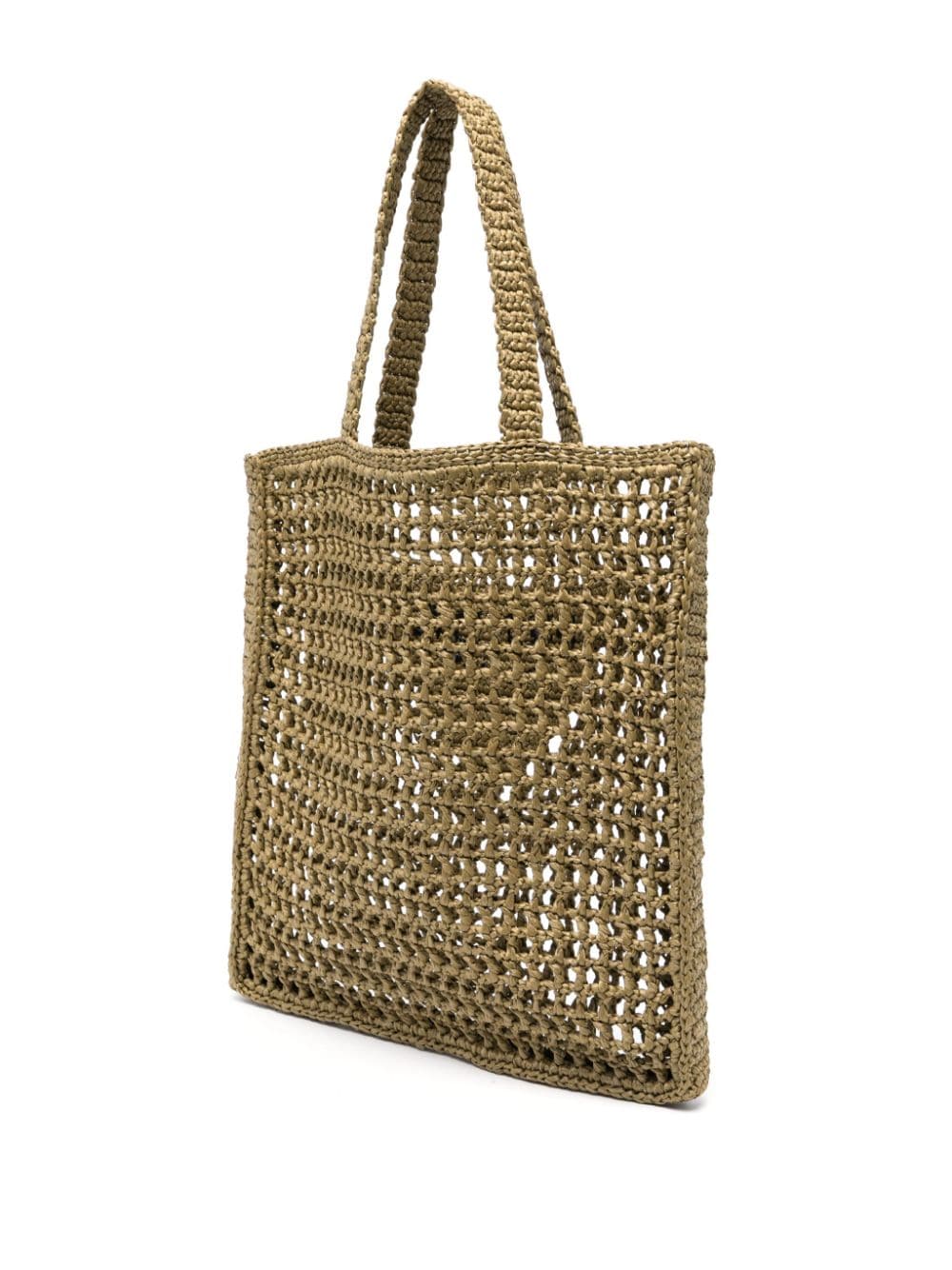 Pra*a triangle-logo raffia tote bag