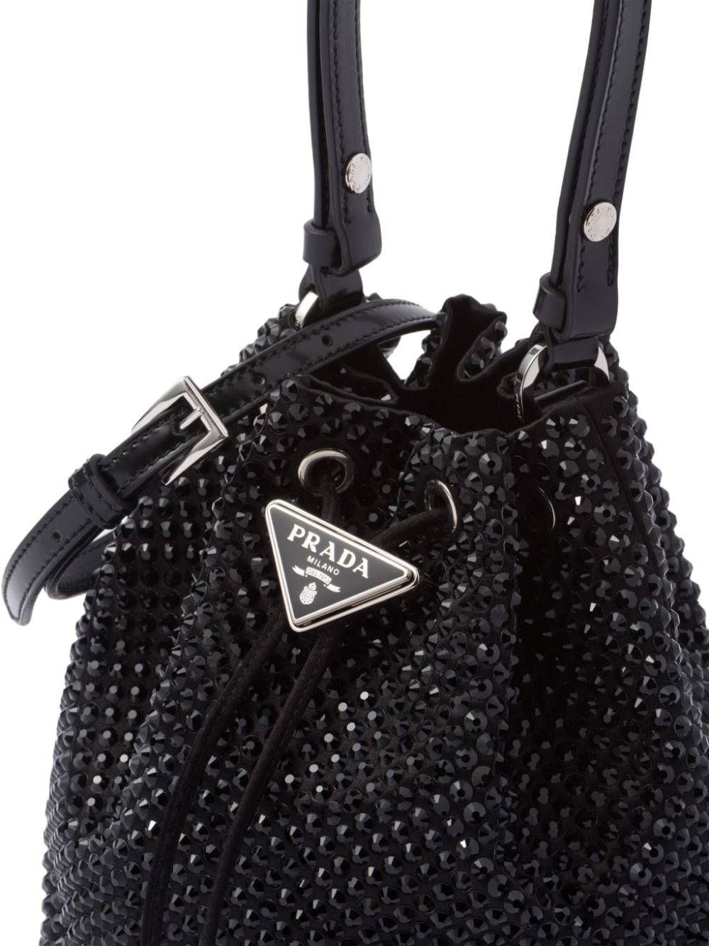 Pra*a crystal-embellished drawstring mini bag