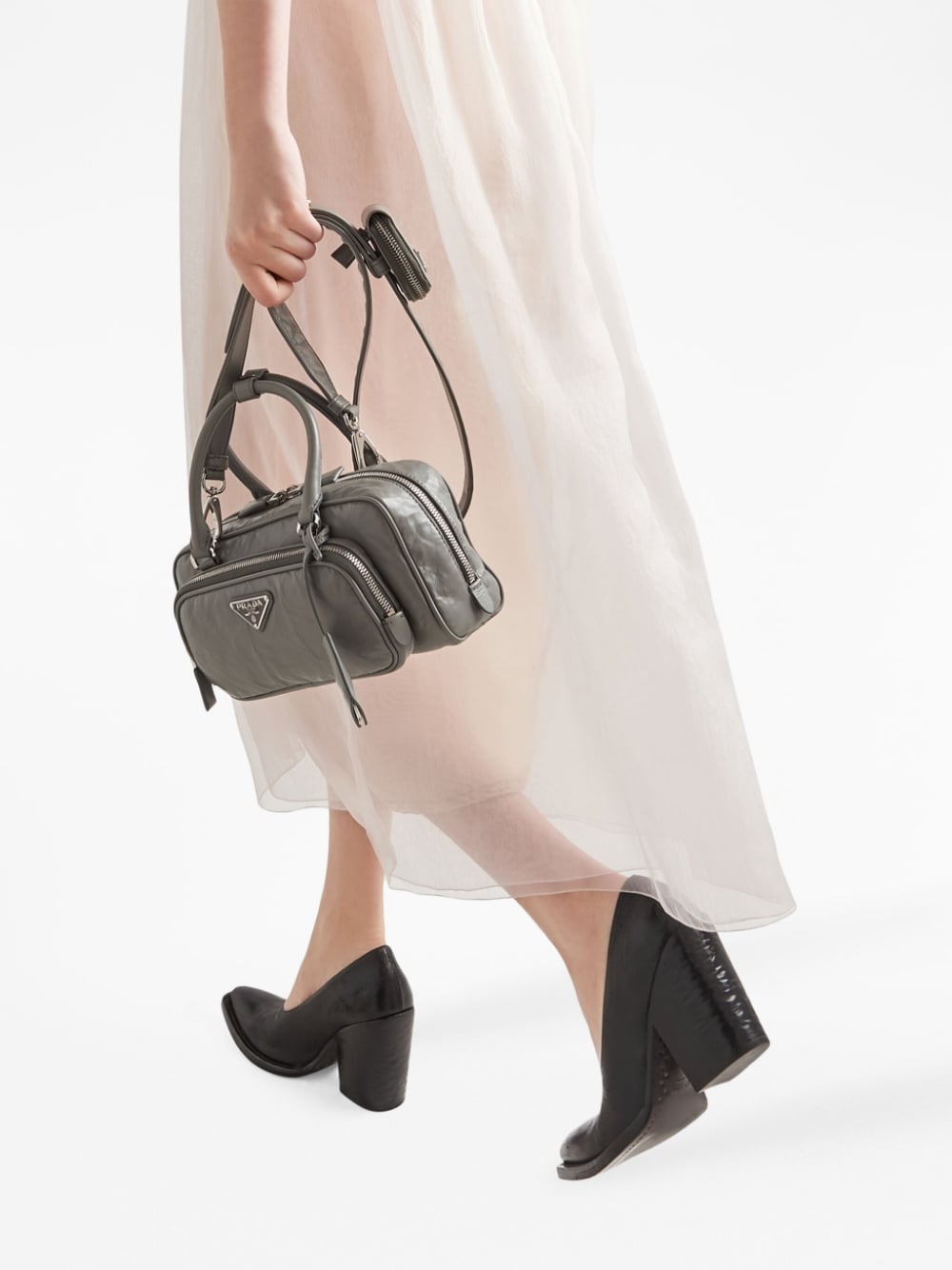 Pra*a multi-pocket leather tote bag