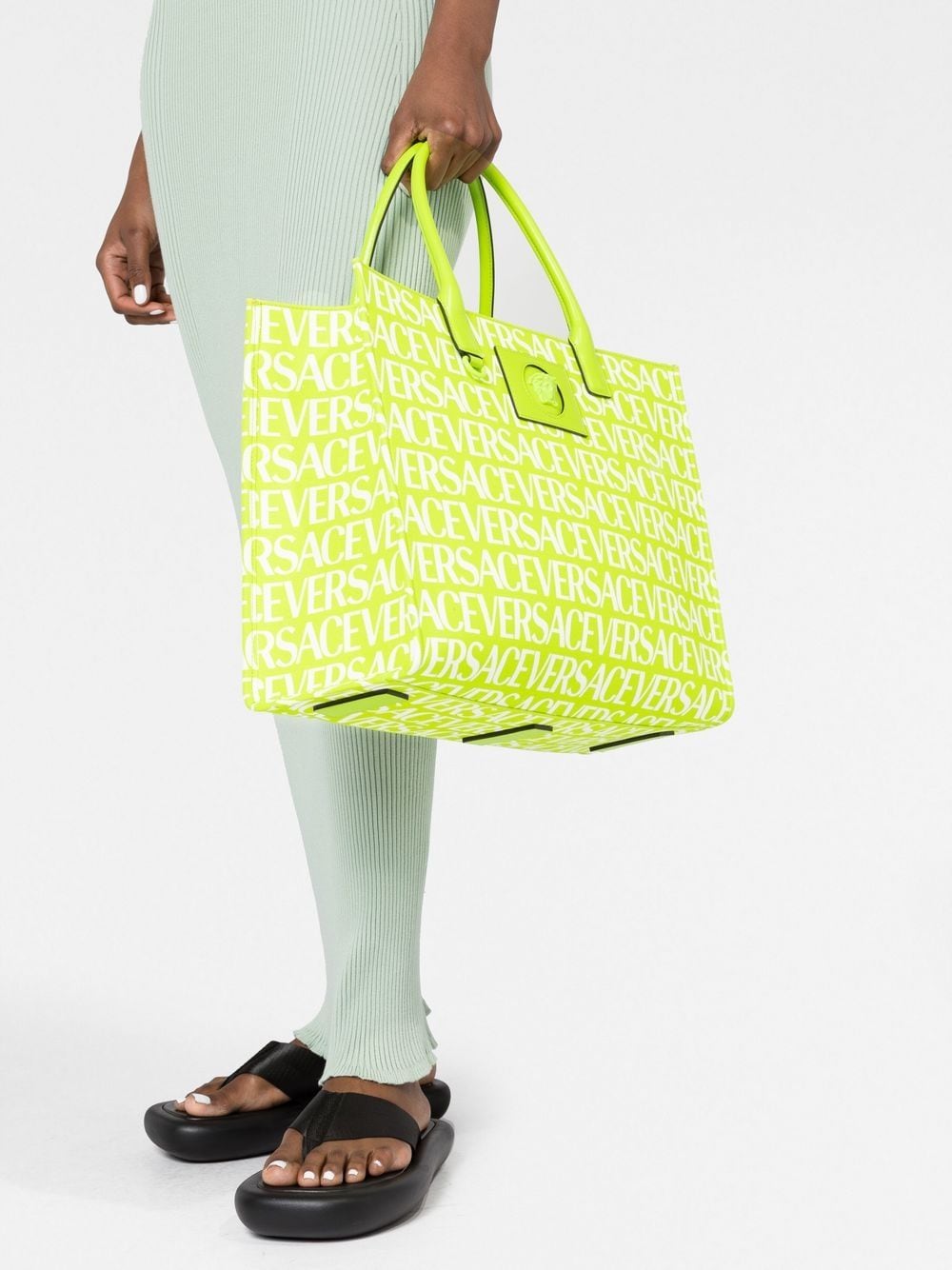 Versace logo-print canvas tote bag