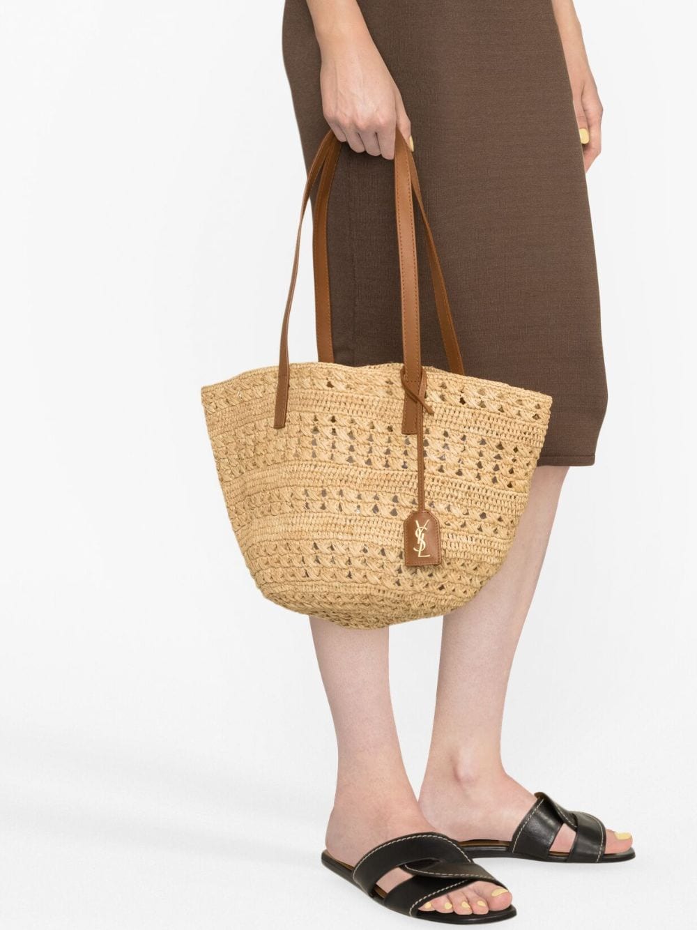 Saint Laurent crocheted raffia tote bag