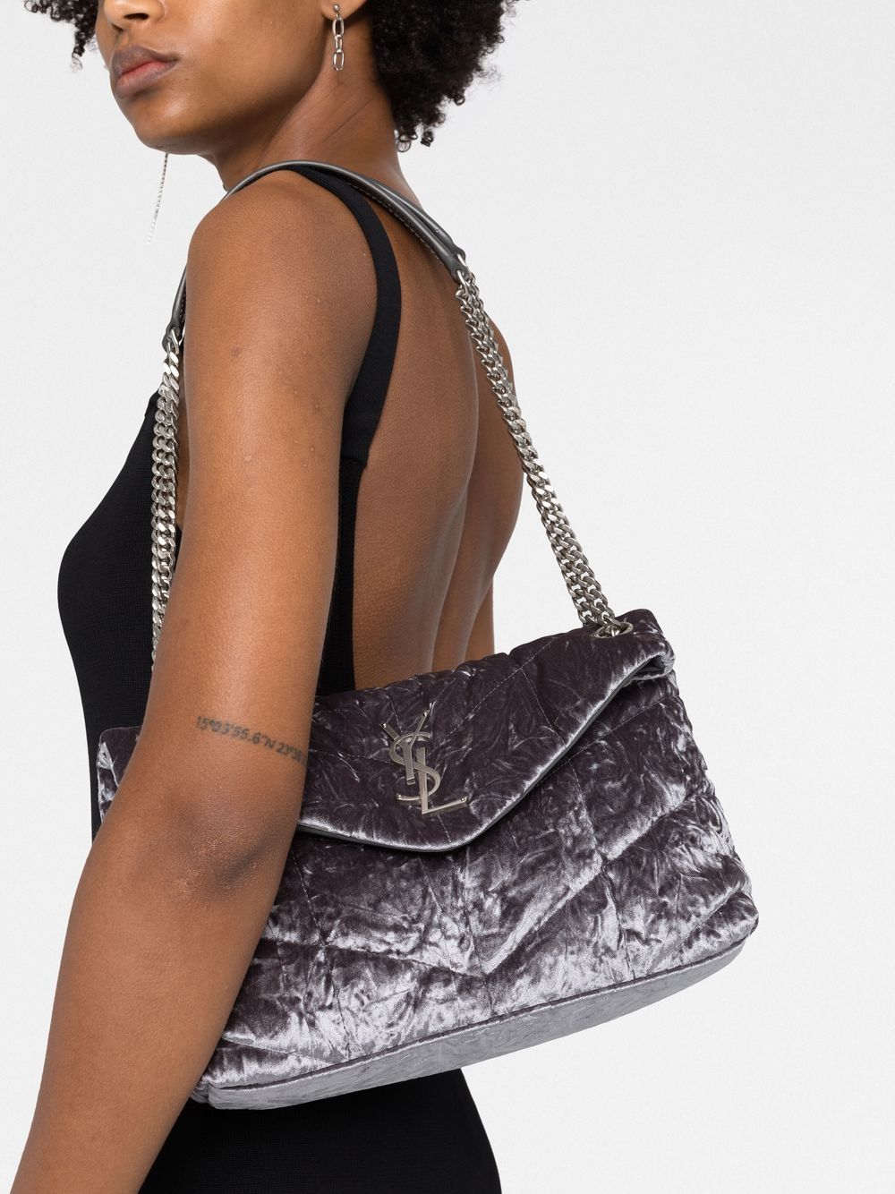 Saint Laurent small Puffer velvet shoulder bag