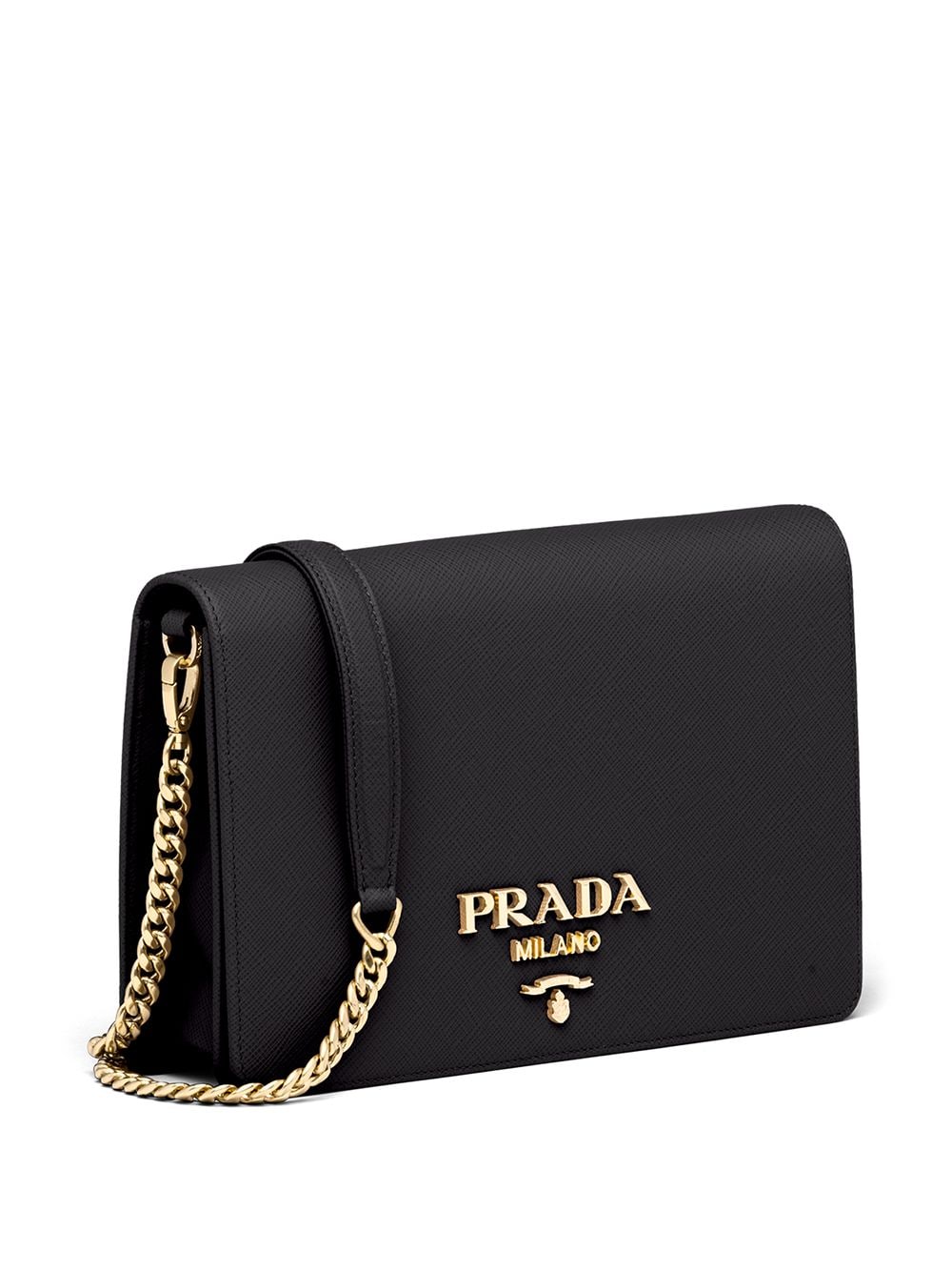 Pra*a logo-lettering saffiano leather shoulder bag