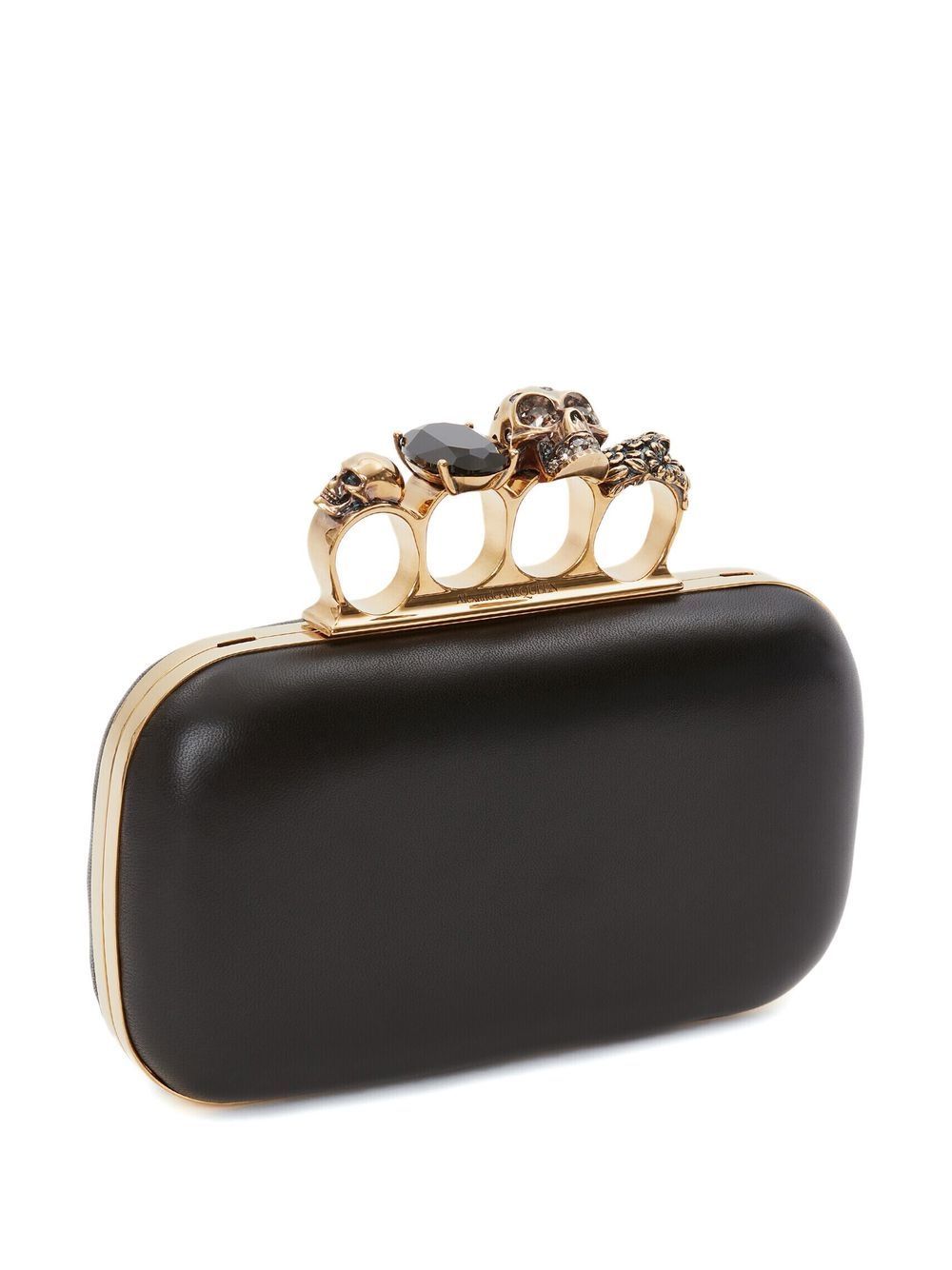 Alexander McQueen leather Skull Four-Ring clutch bag
