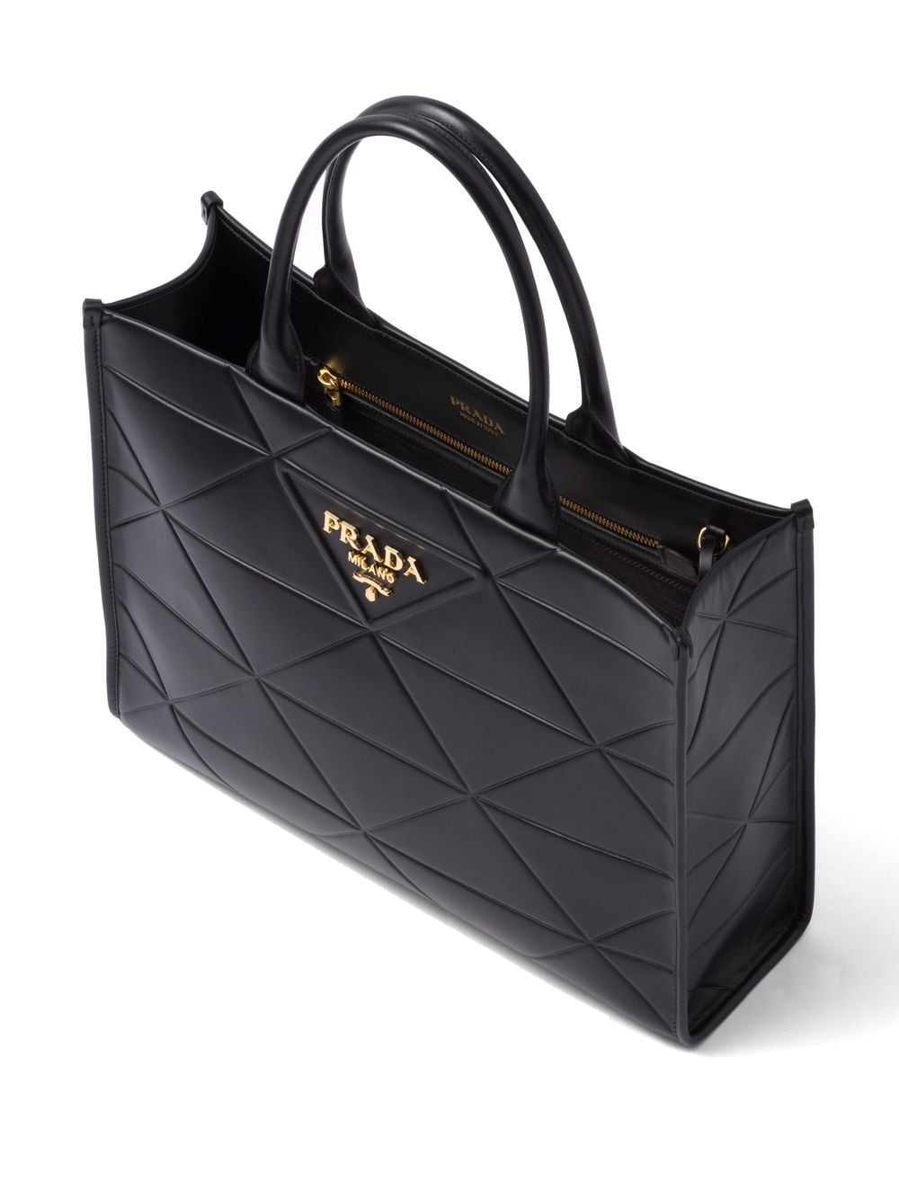 Pra*a large symbole leather tote bag