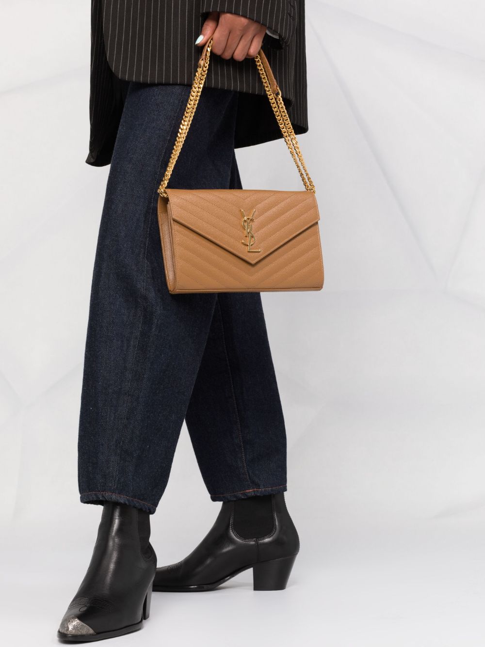 Saint Laurent logo plaque matelassé clutch