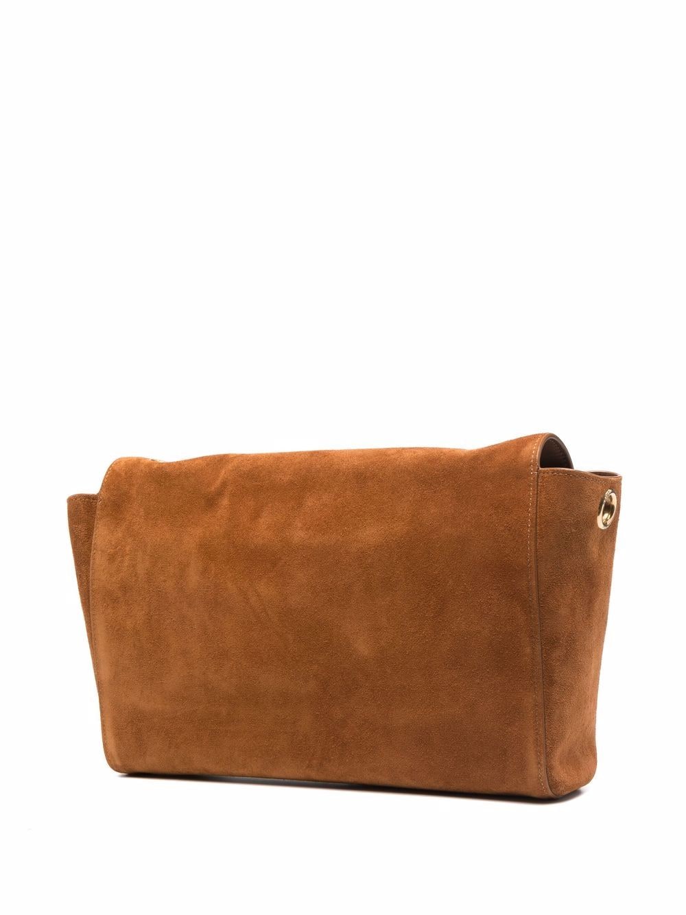 Saint Laurent logo-plaque suede satchel bag