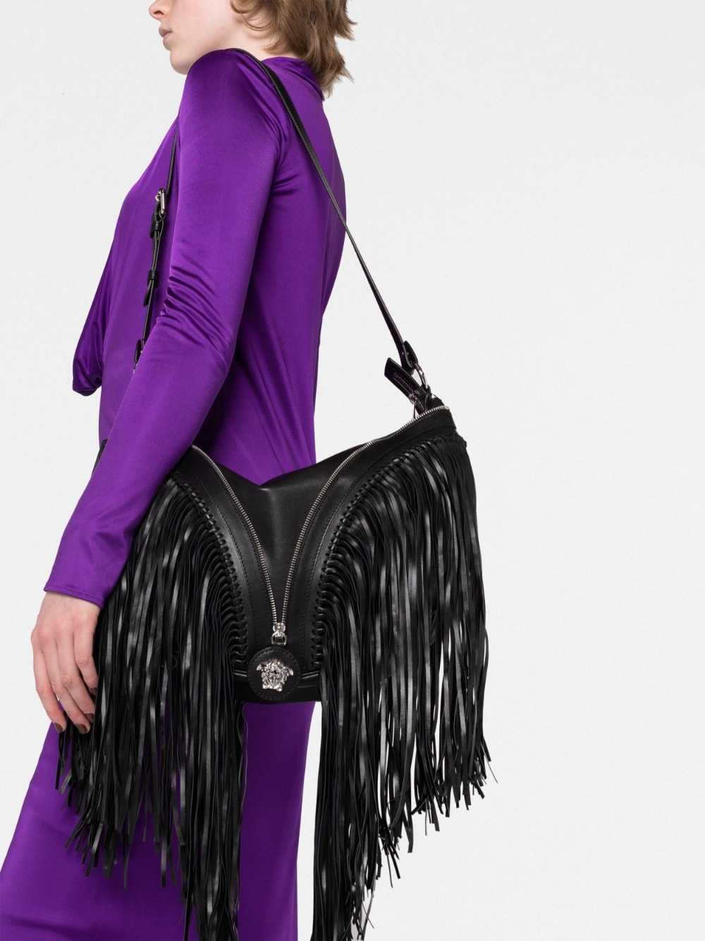 Versace Repeat fringed shoulder bag