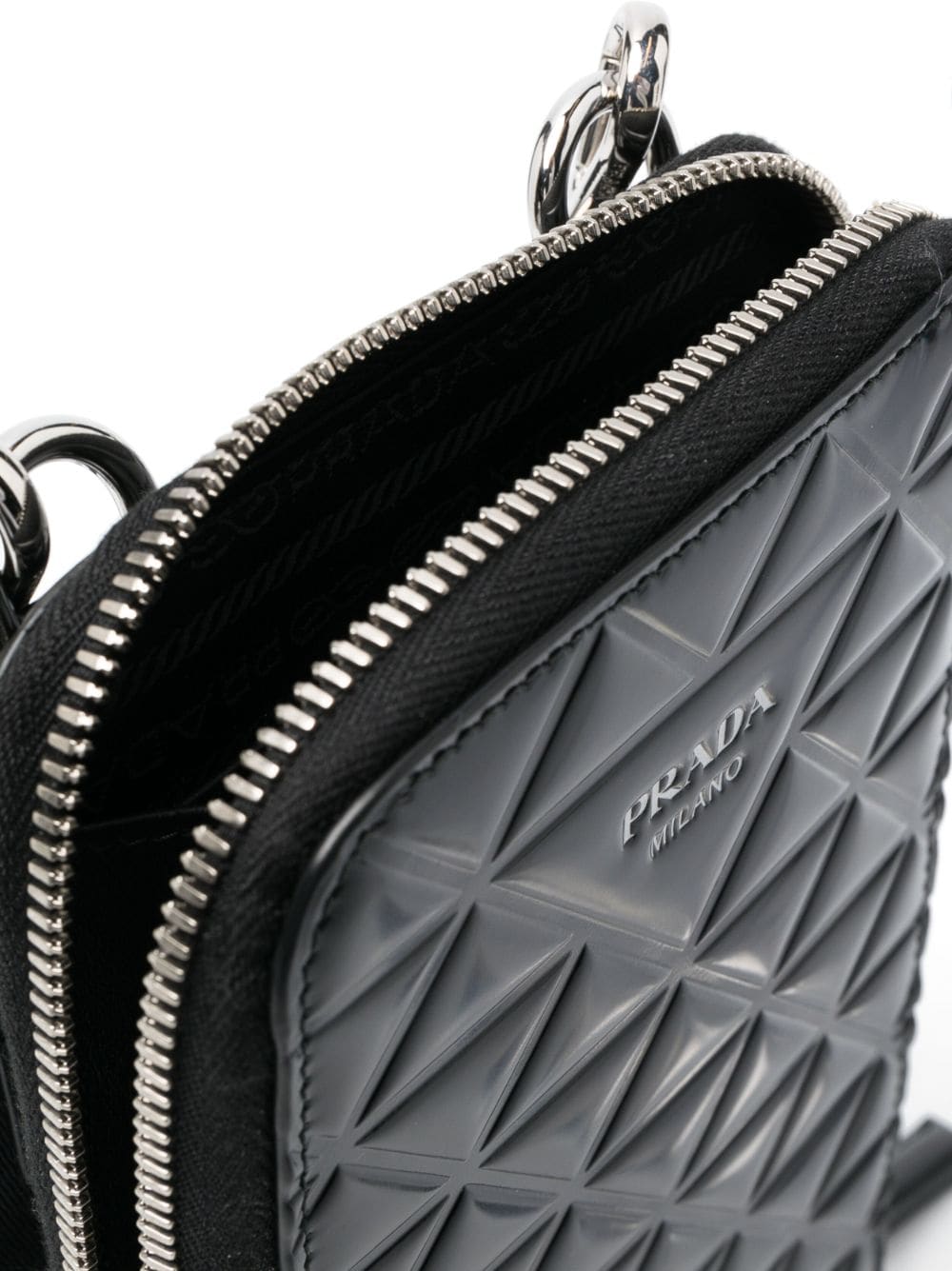Pra*a embossed geometric pattern messenger bag