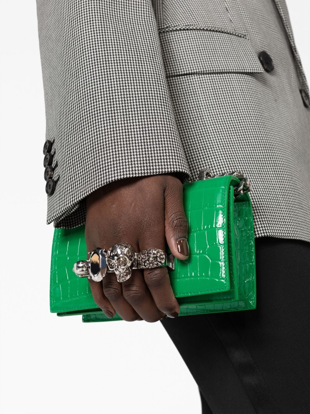 Alexander McQueen Jewelled crocodile-embossed shoulder bag