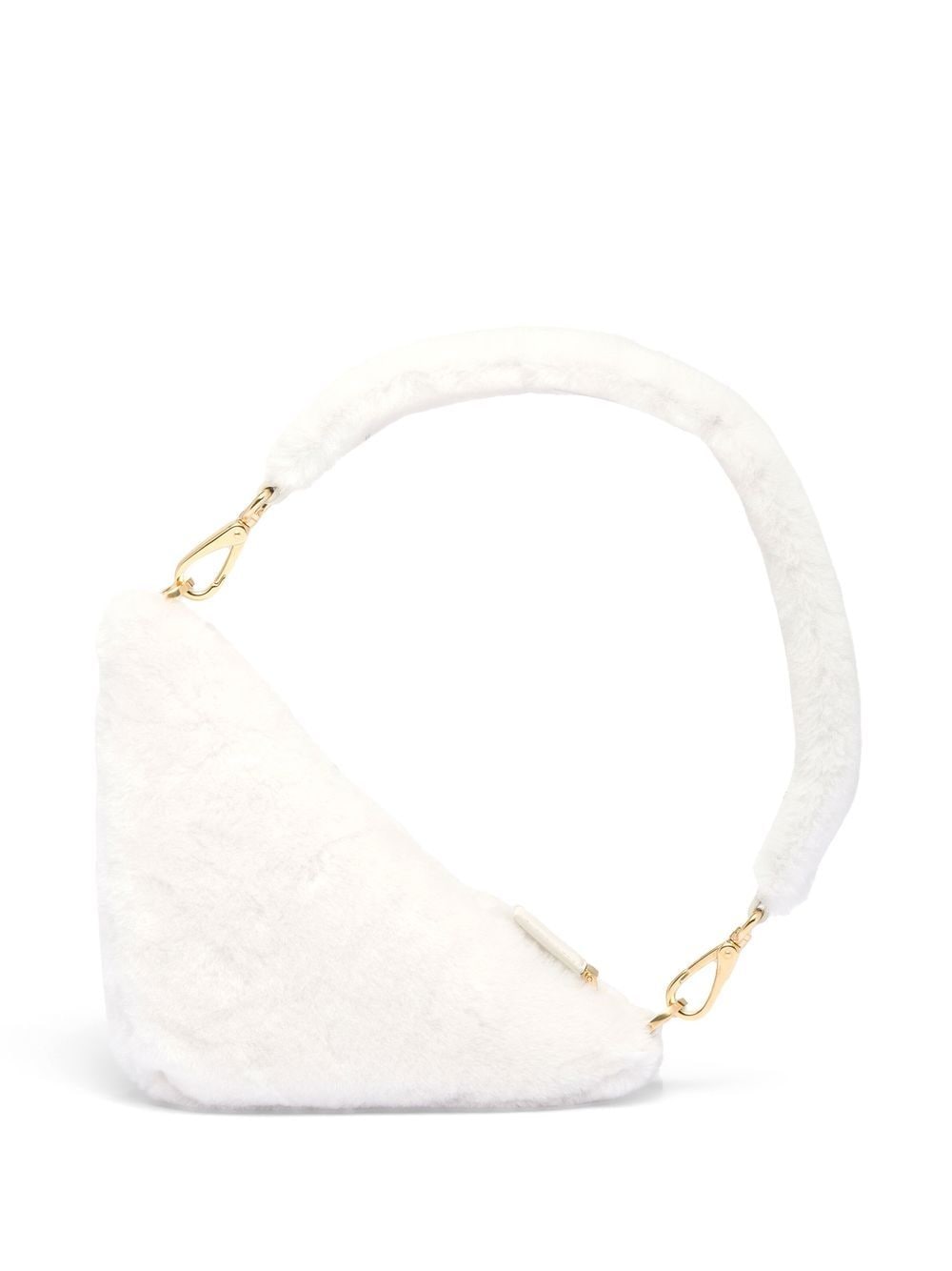 Pra*a mini triangle logo shearling shoulder bag