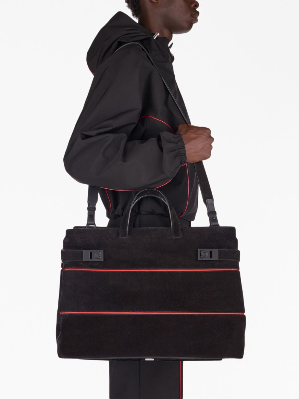 Ferragamo Gancini-plaque suede tote bag