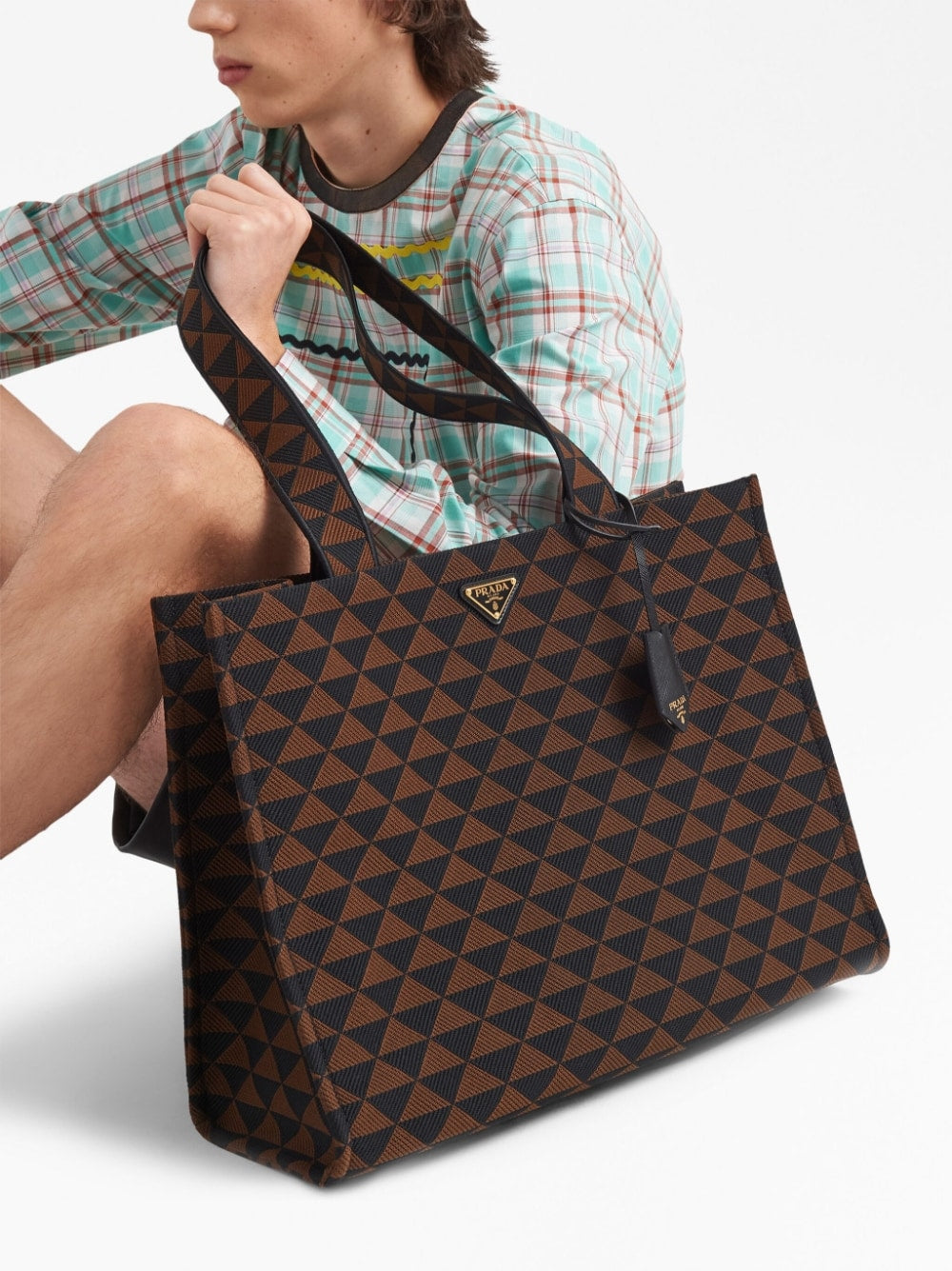 Pra*a çarge symbole geometric-print tote