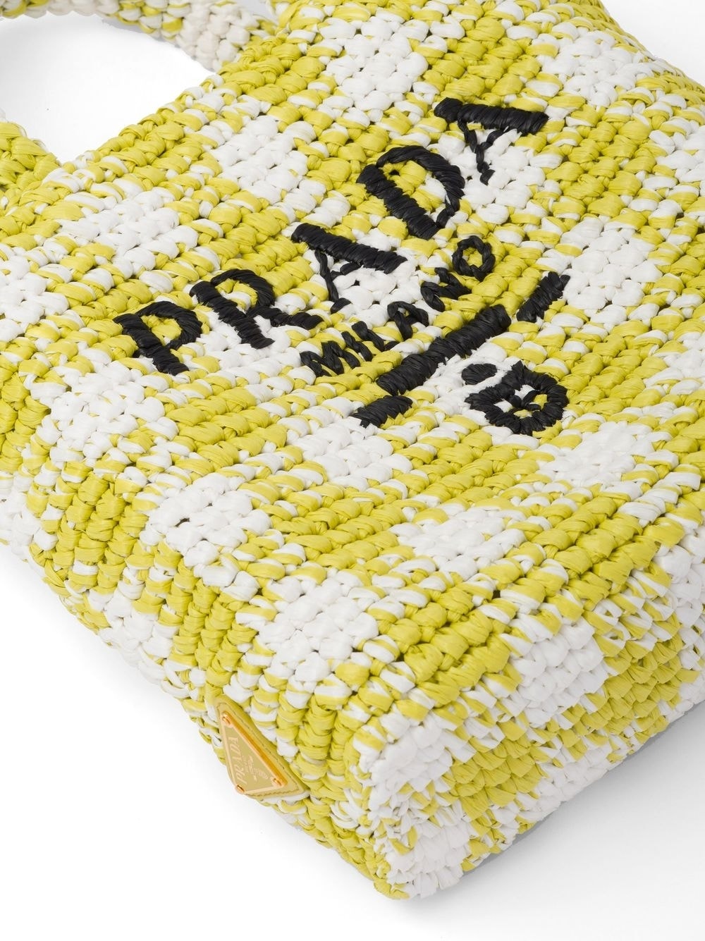 Pra*a logo-knit gingham tote bag