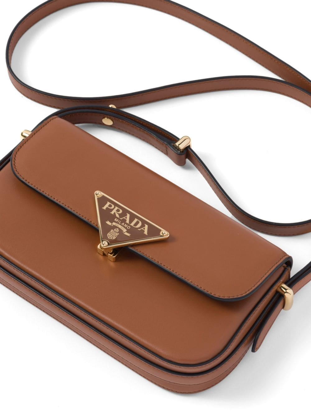 Pra*a logo-plaque leather crossbody bag