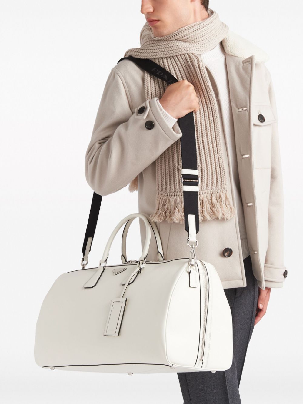 Pra*a triangle-logo leather bag