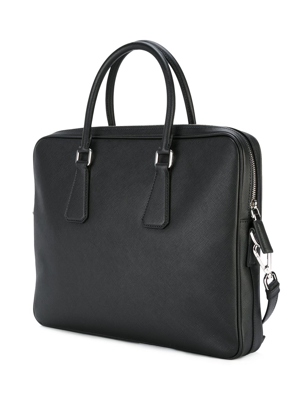 Pra*a triangle-logo leather briefcase