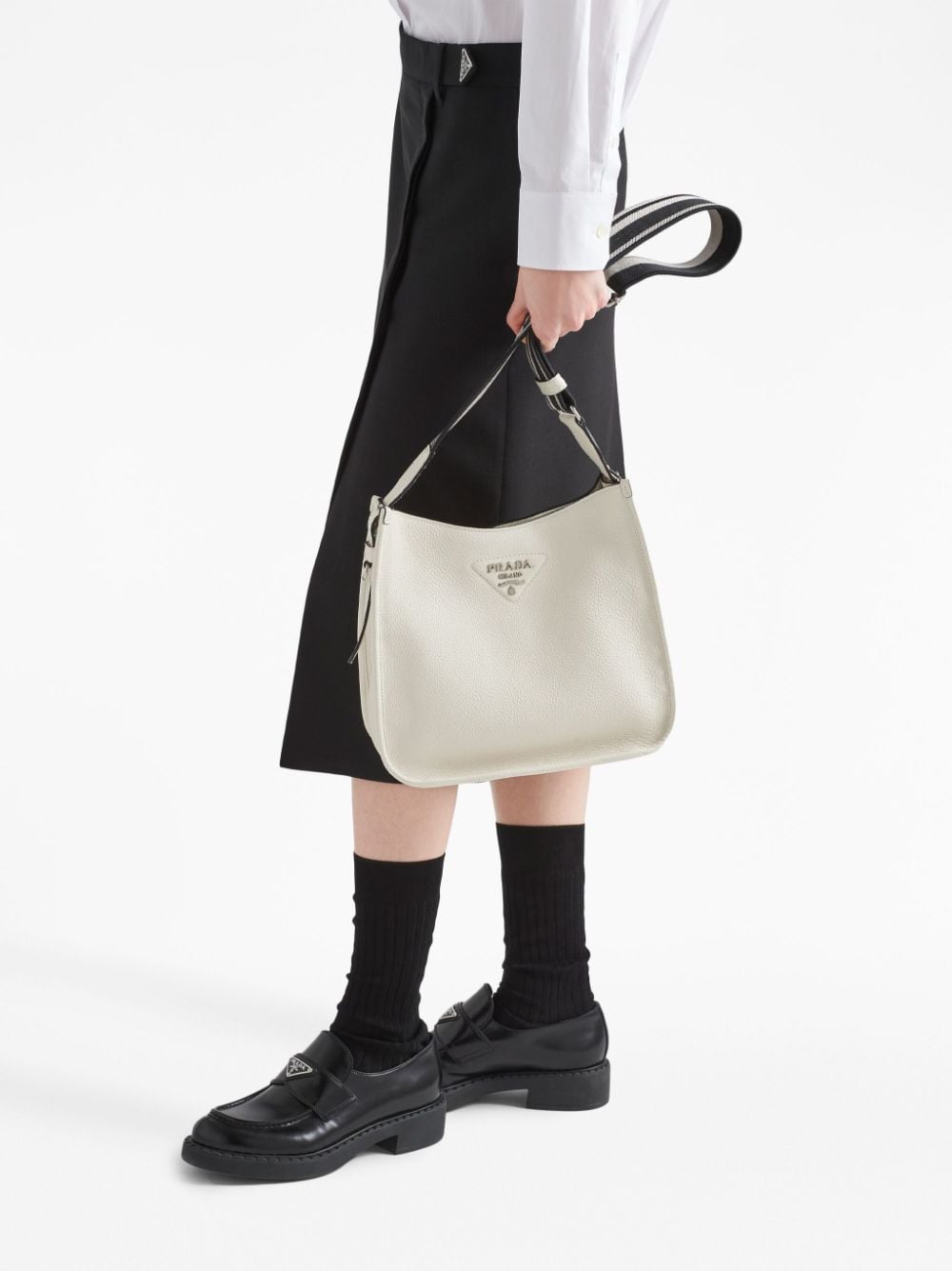 Pra*a triangle-logo hobo shoulder bag