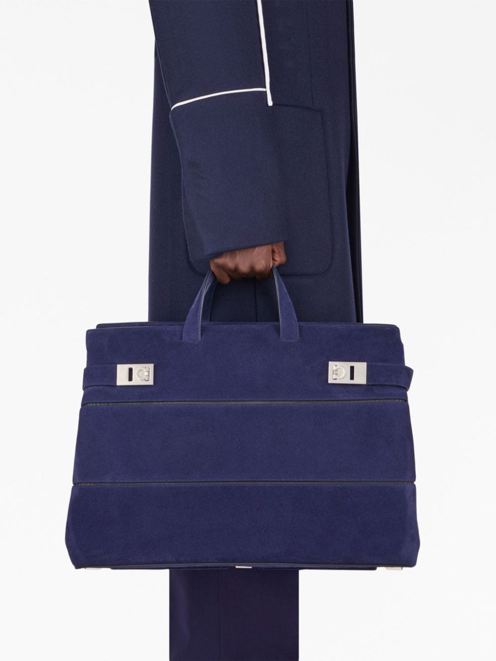 Ferragamo Gancini-plaque suede tote bag