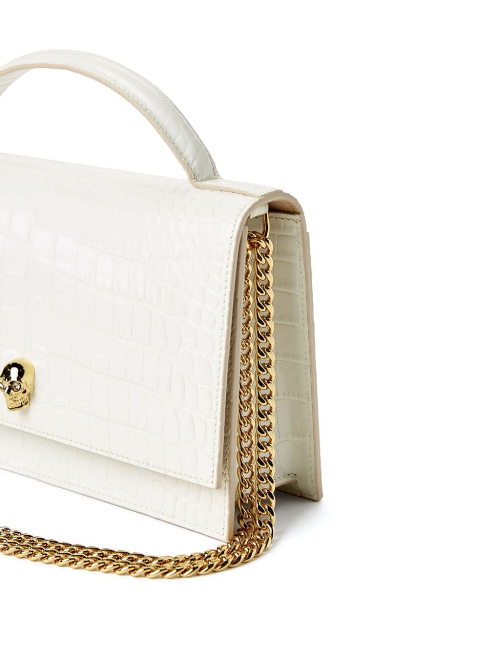 Alexander McQueen medium Skull croc-embossed shoulder bag