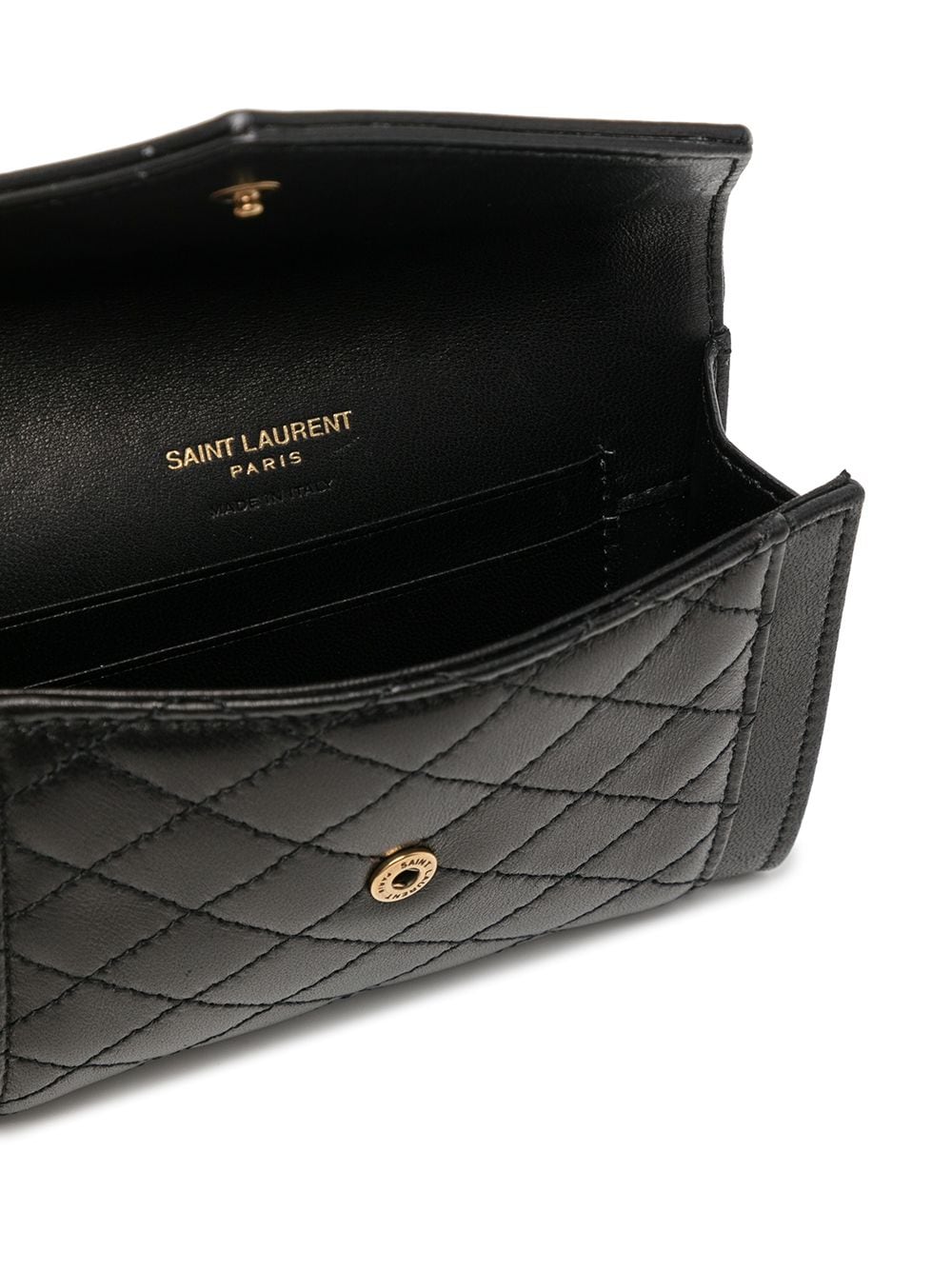 Saint Laurent logo-plaque quilted clutch bag