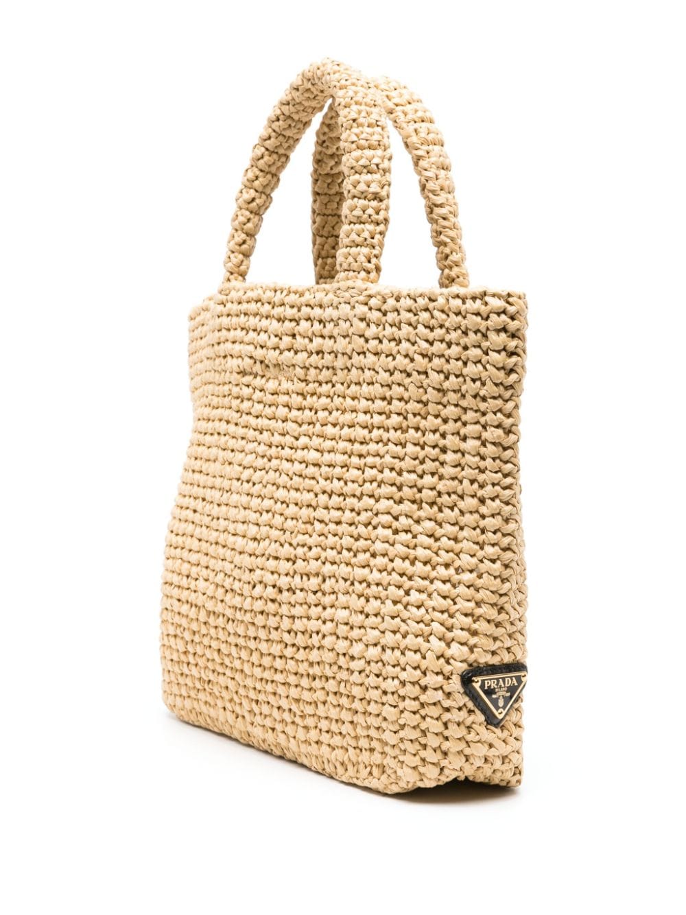 Pra*a logo-embroidered straw tote bag