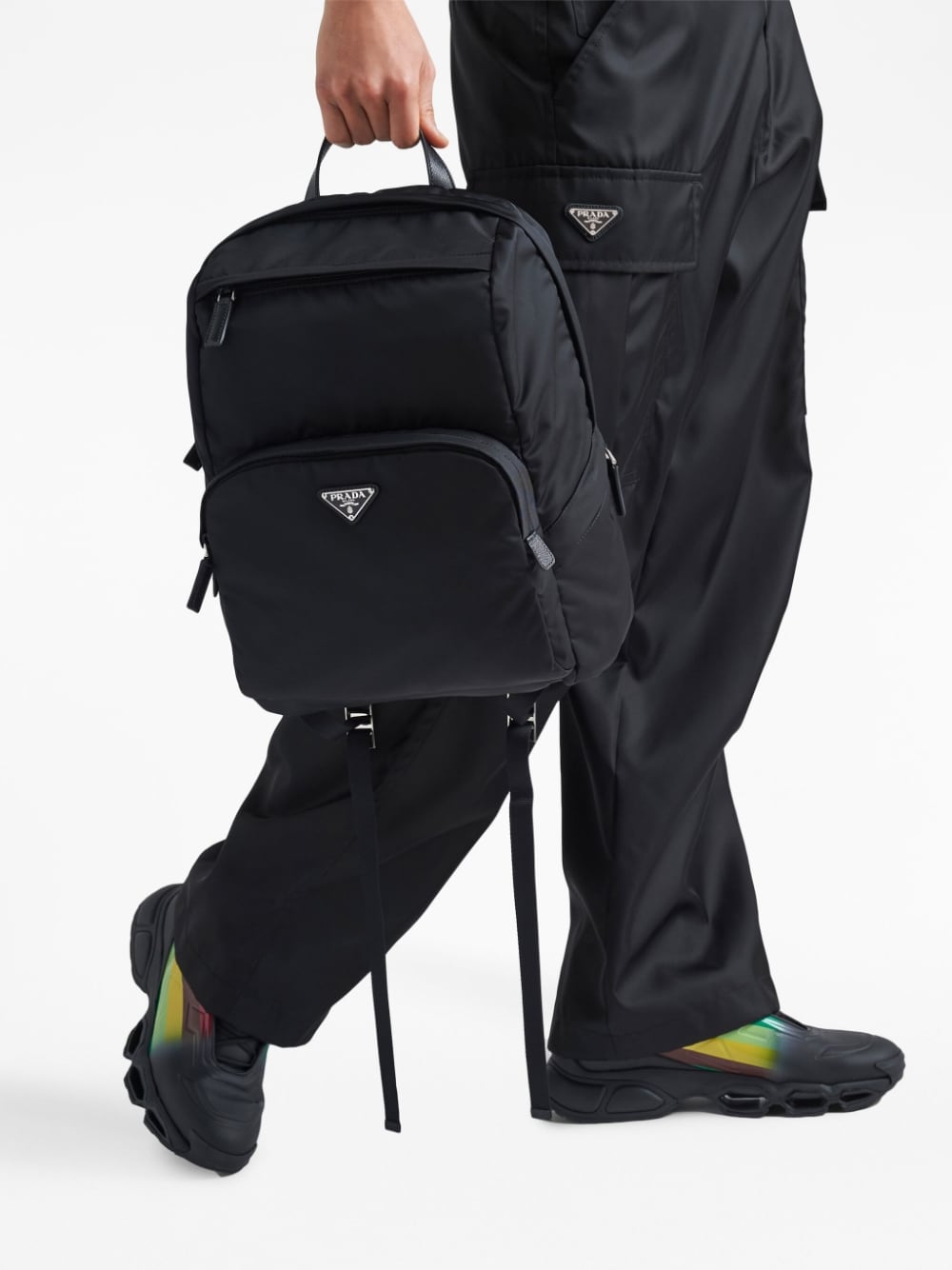 Pra*a triangle-logo zipped backpack