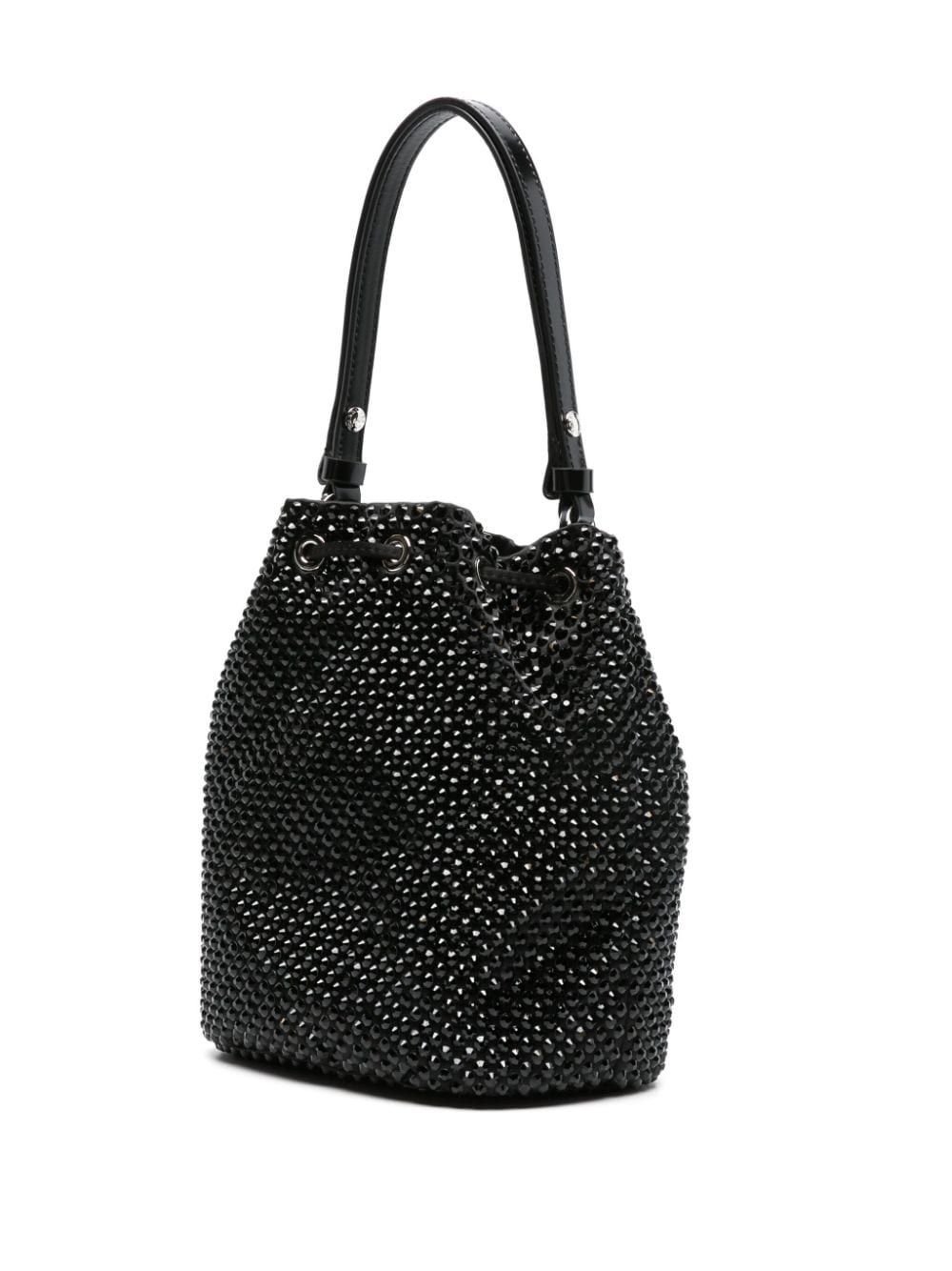 Pra*a enamel-logo crystal-embellished bucket bag