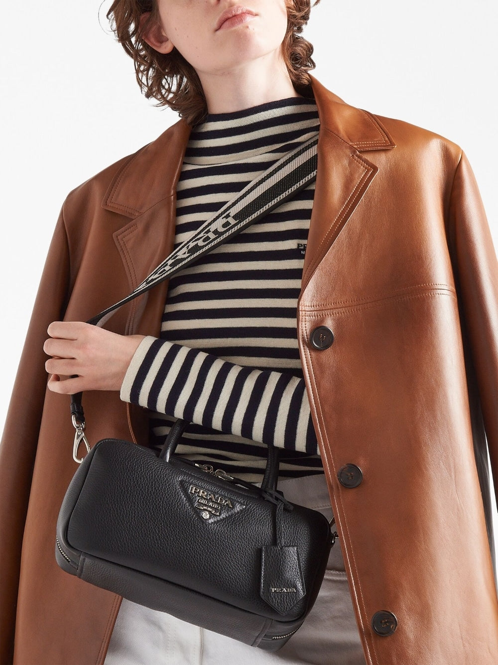 Pra*a logo-lettering top-handle bag