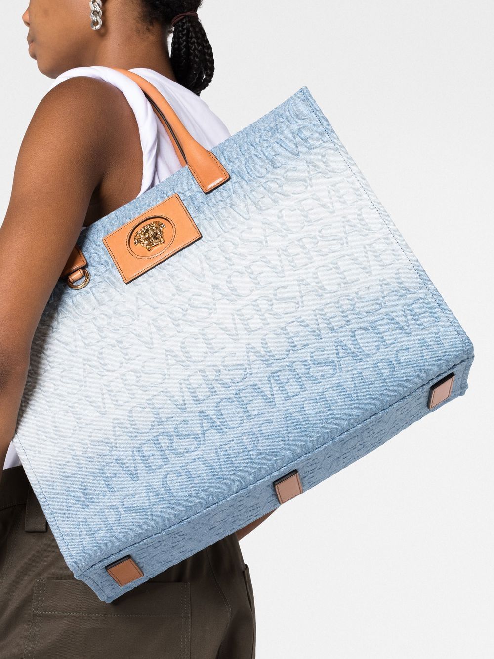 Versace logo-embossed tote bag