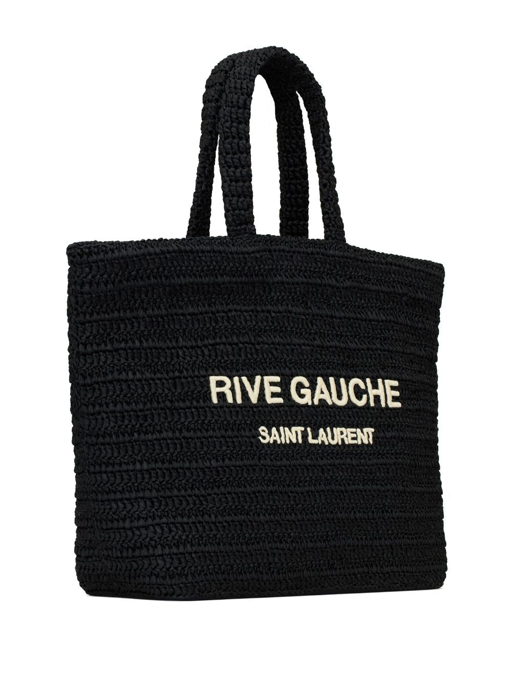 Saint Laurent Rive Gauche embroidered raffia tote bag